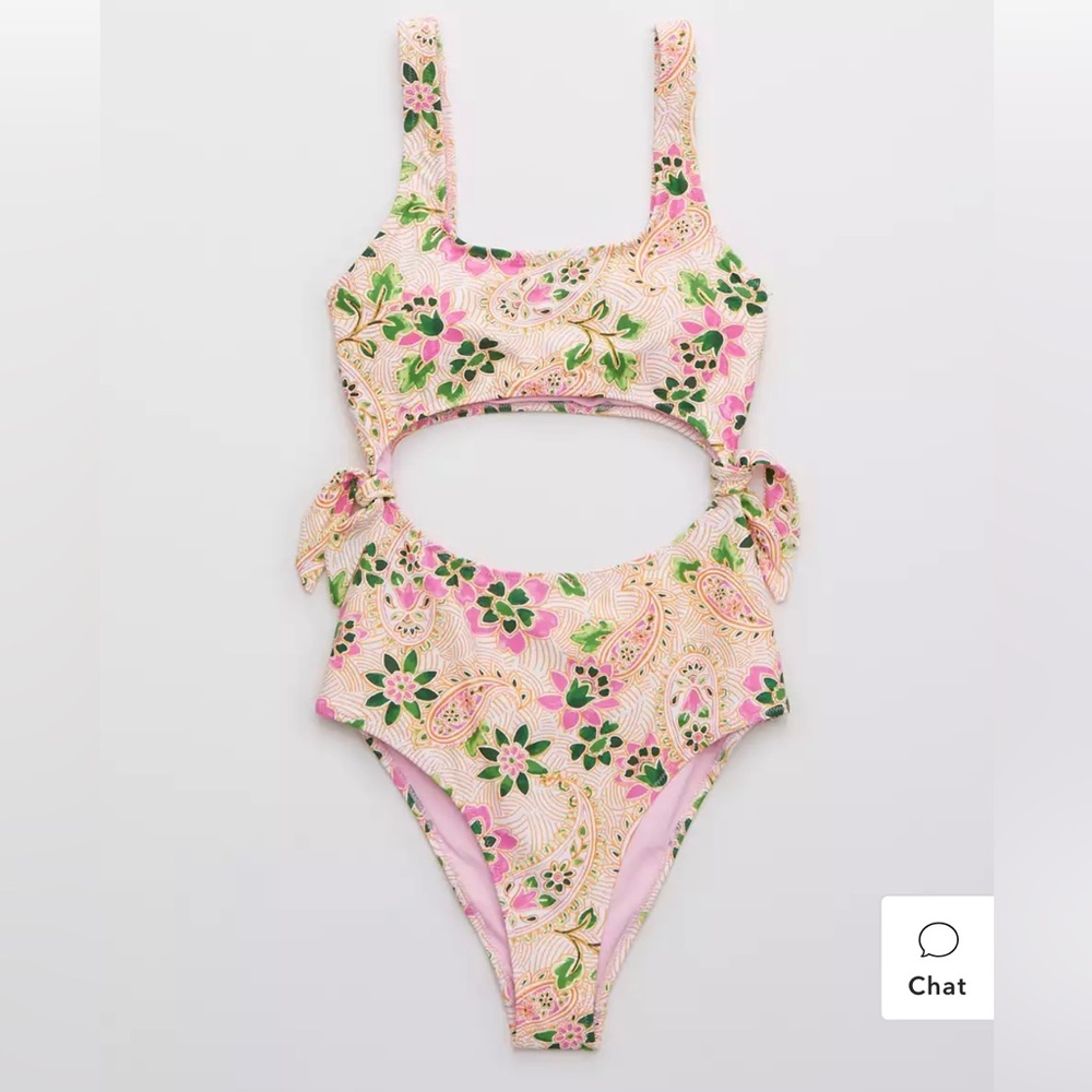 Aerie Tie Cut Out One Piece Swimsuit